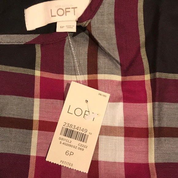 ANN TAYLOR LOFT SIZE 6P TIE BACK PLAID DRESS - Picture 4 of 7